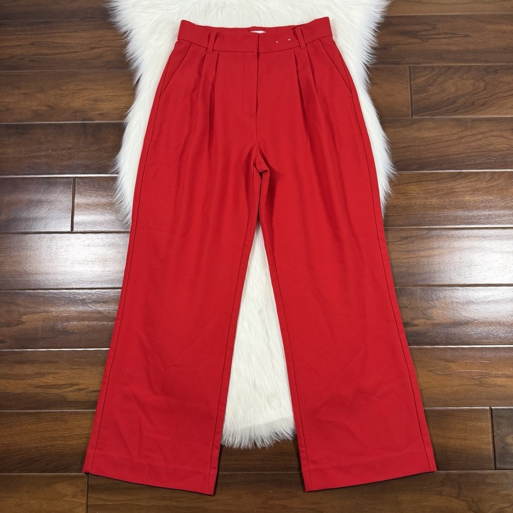 Abercrombie & Fitch Size 4 / 27 Short Red Sloane High Tailored Wide Leg Pants